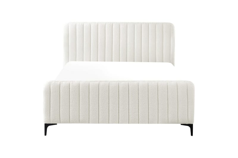 Säng med lamellram Lunan - Vit, Svart/Bouclé, 140x200 cm - Möbler - Sovrum - Sängram & sängstomme