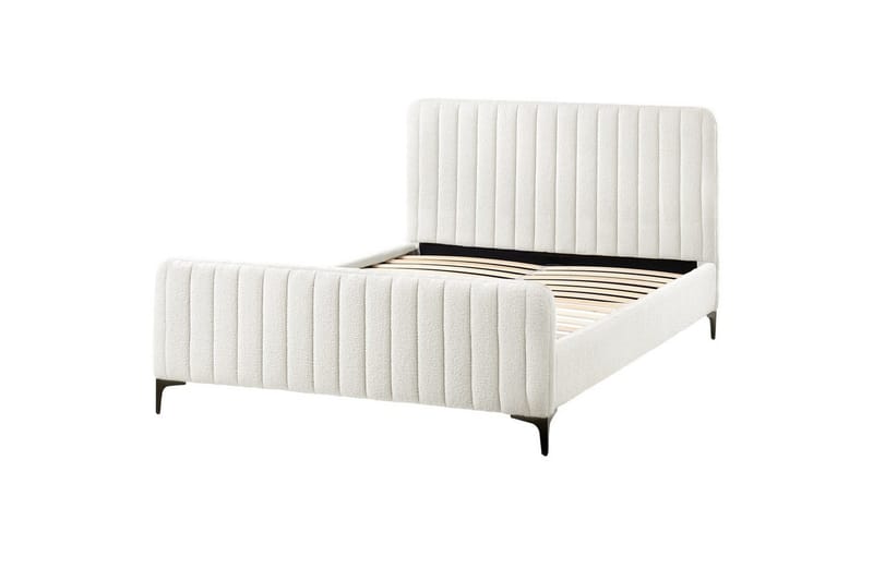 Säng med lamellram Lunan - Vit, Svart/Bouclé, 140x200 cm - Möbler - Sovrum - Sängram & sängstomme
