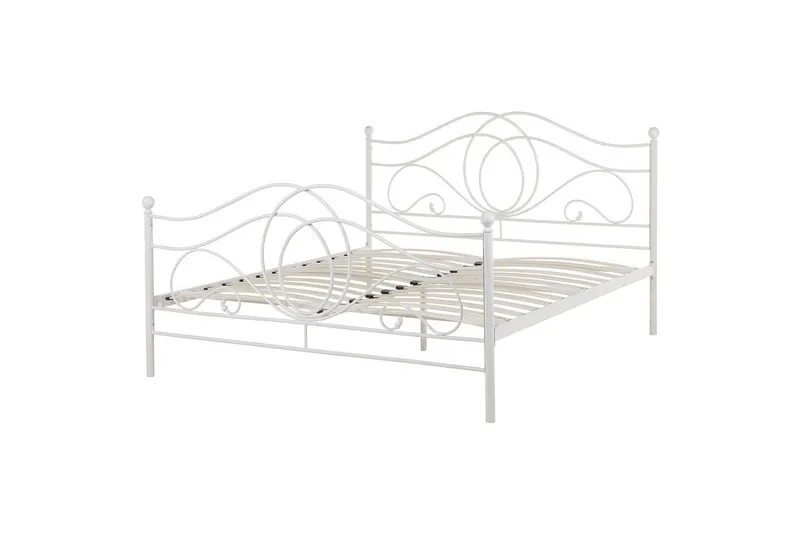 Säng med lamellram Lyra, Vit
