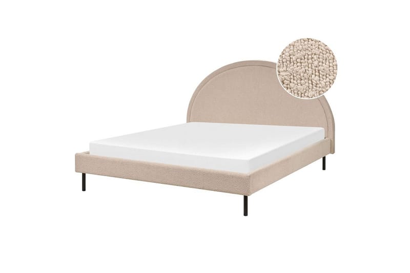 Säng med lamellram Margut - Beige/Bouclé, 160x200 cm - Möbler - Sovrum - Sängram & sängstomme