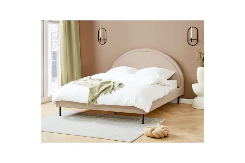 Säng med lamellram Margut - Beige/Bouclé, 160x200 cm - Möbler - Sovrum - Sängram & sängstomme