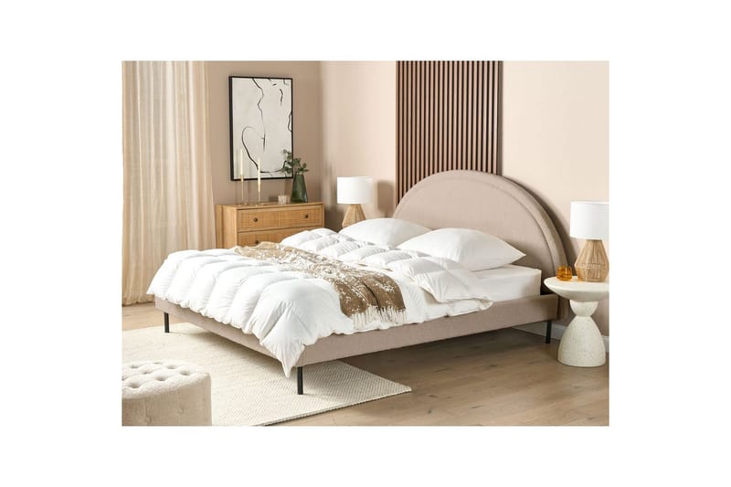 Säng med lamellram Margut - Beige/Bouclé, 180x200 cm - Möbler - Sovrum - Sängram & sängstomme