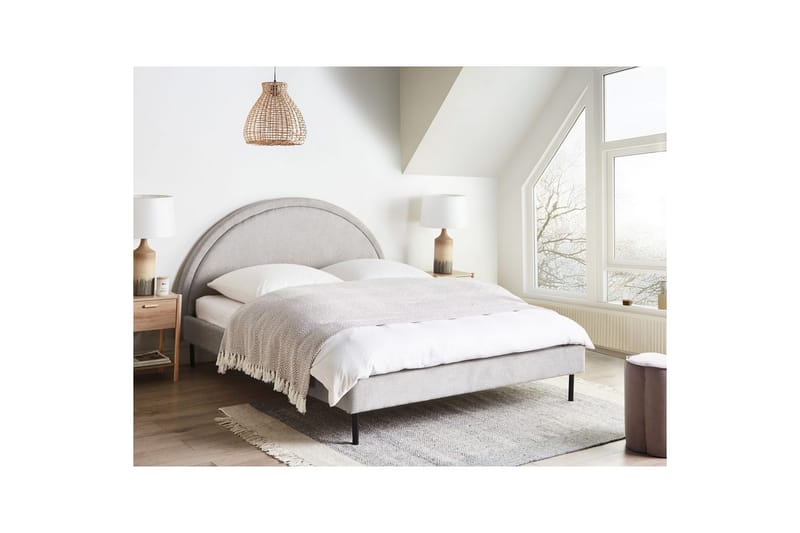 Säng med lamellram Margut - Grå/Polyester, 160x200 cm - Möbler - Sovrum - Sängram & sängstomme