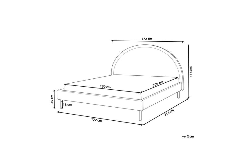Säng med lamellram Margut - Grå/Polyester, 160x200 cm - Möbler - Sovrum - Sängram & sängstomme