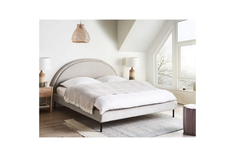 Säng med lamellram Margut - Grå/Polyester, 180x200 cm - Möbler - Sovrum - Sängram & sängstomme