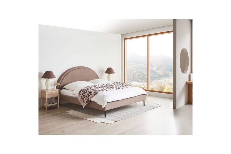 Säng med lamellram Margut - Taupe/Bouclé, 160x200 cm - Möbler - Sovrum - Sängram & sängstomme