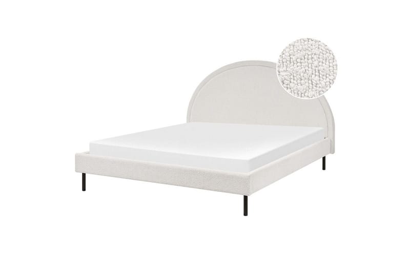 Säng med lamellram Margut - Vit/Bouclé, 160x200 cm - Möbler - Sovrum - Sängram & sängstomme