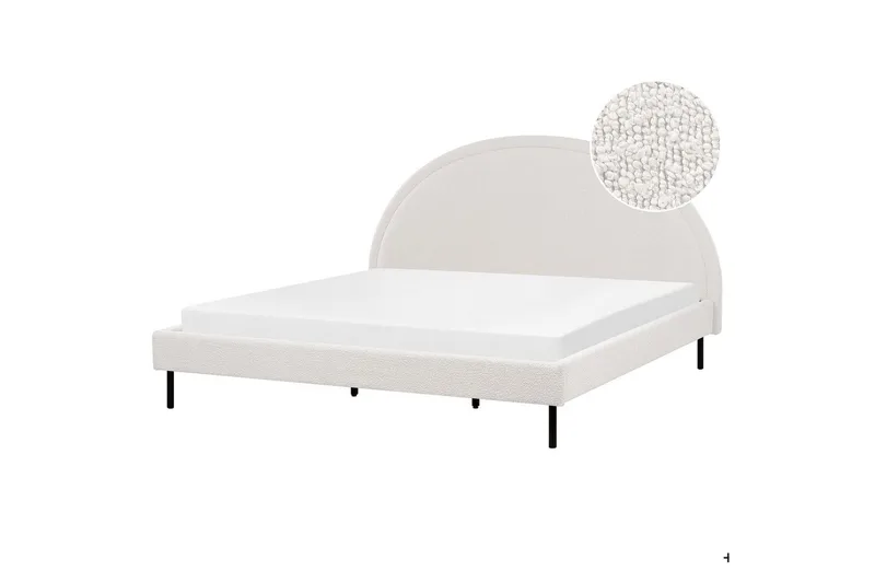 Säng med lamellram Margut - Vit/Bouclé, 180x200 cm - Möbler - Sovrum - Sängram & sängstomme