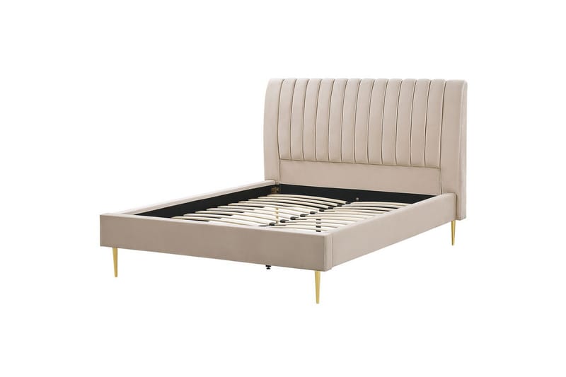 Säng med lamellram Marville - Beige, guld, 160x200 cm - Möbler - Sovrum - Sängram & sängstomme