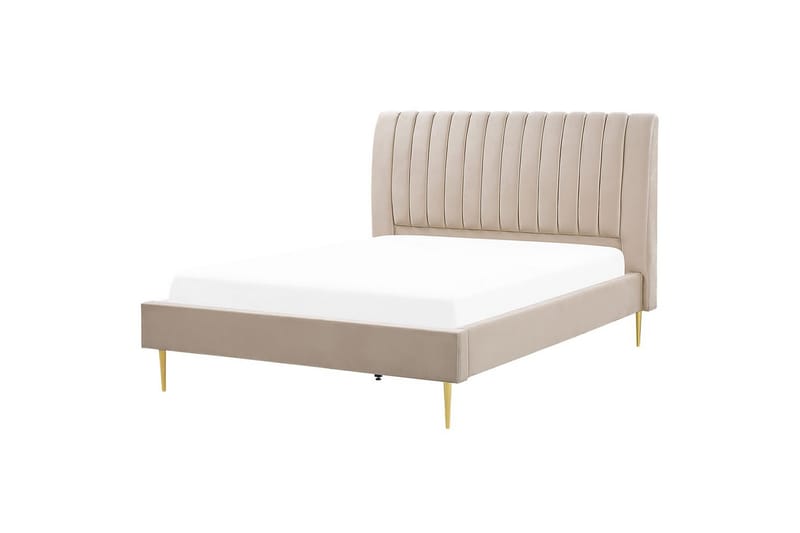 Säng med lamellram Marville - Beige, guld, 160x200 cm - Möbler - Sovrum - Sängram & sängstomme