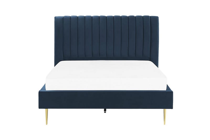 Säng med lamellram Marville - Blå, guld, 140x200 cm - Möbler - Sovrum - Sängram & sängstomme