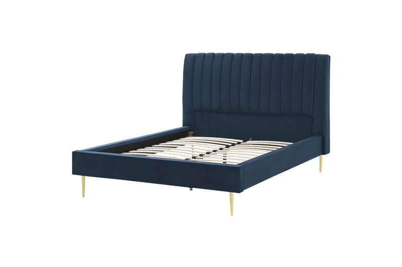 Säng med lamellram Marville, Blå, guld, 140x200 cm