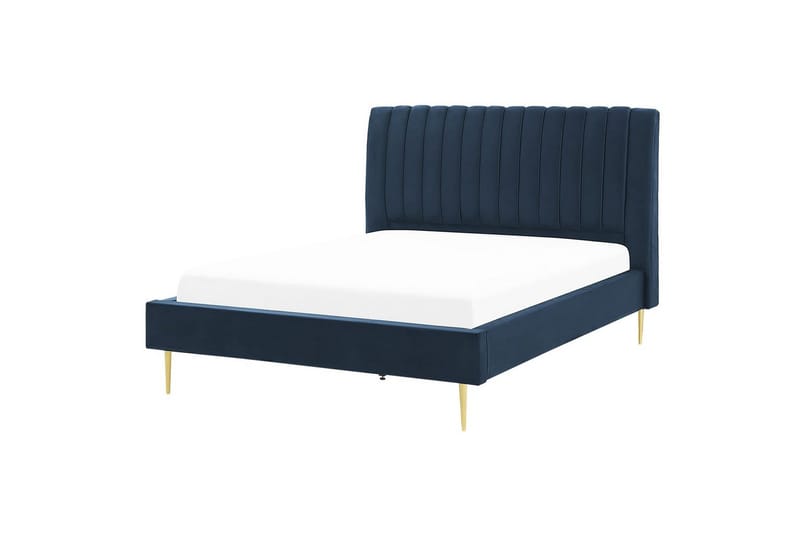 Säng med lamellram Marville - Blå, guld, 140x200 cm - Möbler - Sovrum - Sängram & sängstomme