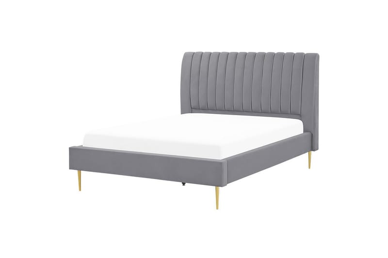 Säng med lamellram Marville - Gr�å, guld, 140x200 cm - Möbler - Sovrum - Sängram & sängstomme