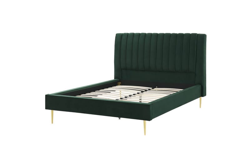 Säng med lamellram Marville, Grön, guld, 140x200 cm