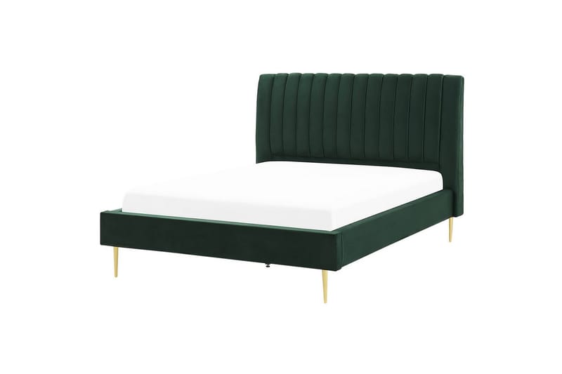 Säng med lamellram Marville - Grön, guld, 140x200 cm - Möbler - Sovrum - Sängram & sängstomme