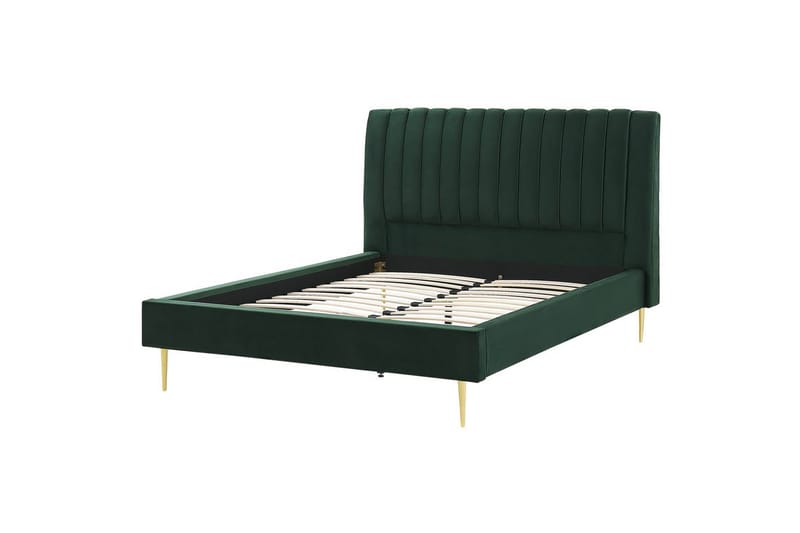 Säng med lamellram Marville, Grön, guld, 160x200 cm