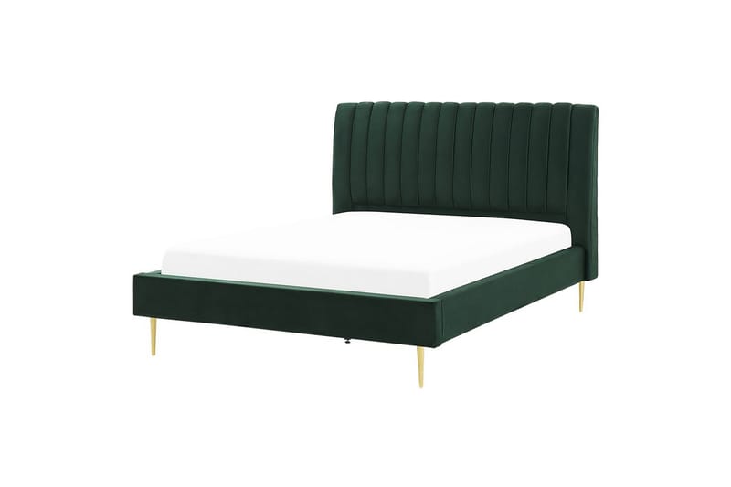 Säng med lamellram Marville - Grön, guld, 160x200 cm - Möbler - Sovrum - Sängram & sängstomme