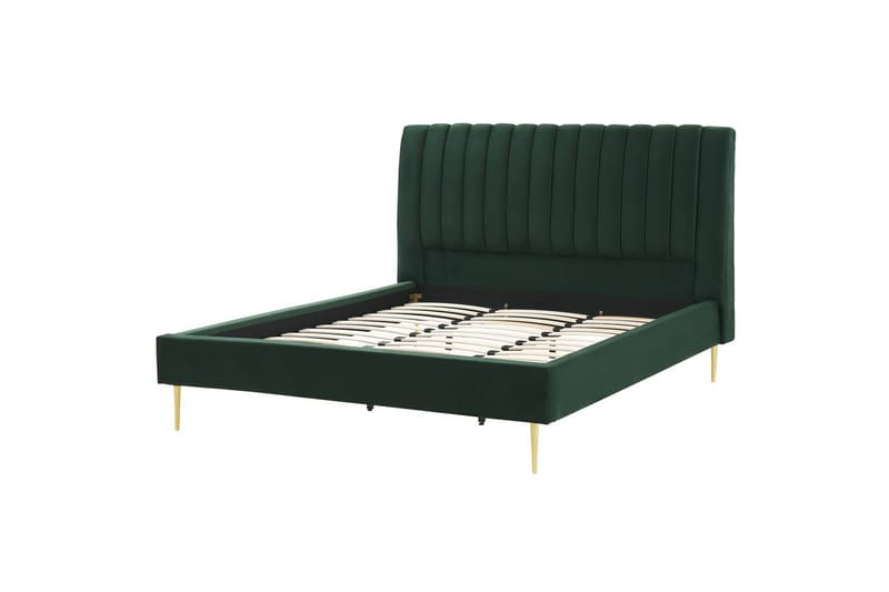 Säng med lamellram Marville - Grön, guld, 180x200 cm - Möbler - Sovrum - Sängram & sängstomme