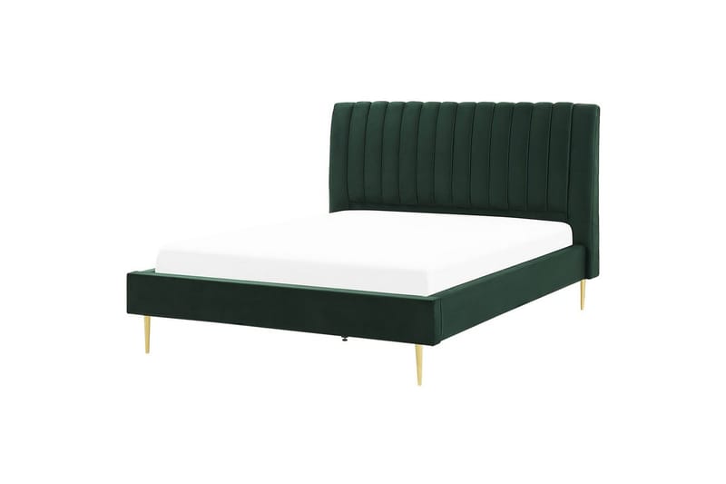 Säng med lamellram Marville - Grön, guld, 180x200 cm - Möbler - Sovrum - Sängram & sängstomme