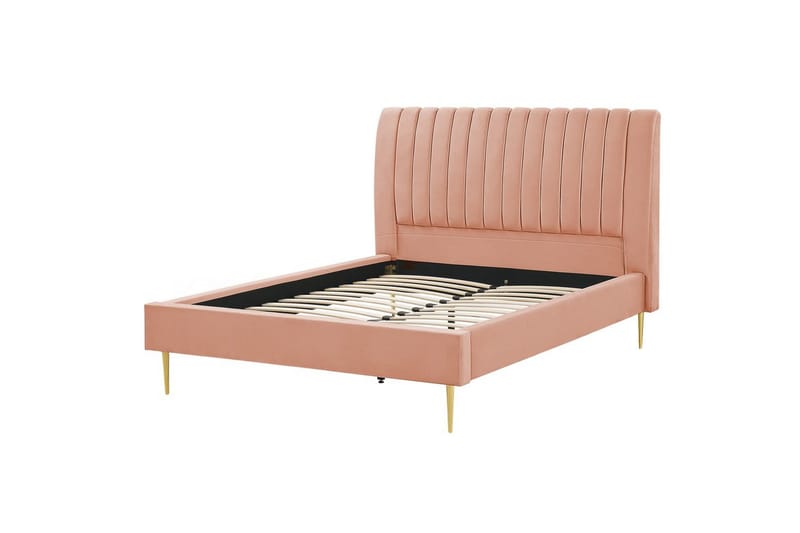 Säng med lamellram Marville, Rosa, guld, 140x200 cm