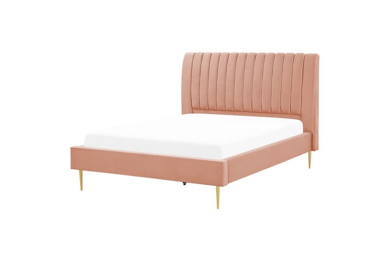 Säng med lamellram Marville - Rosa, guld, 140x200 cm - Möbler - Sovrum - Sängram & sängstomme