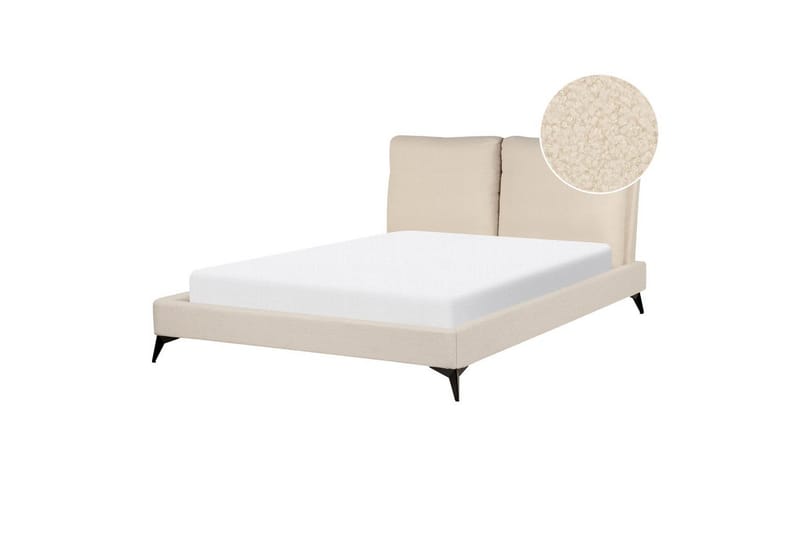 Säng med lamellram Melle - Beige/Bouclé, 140x200 cm - Möbler - Sovrum - Sängram & sängstomme