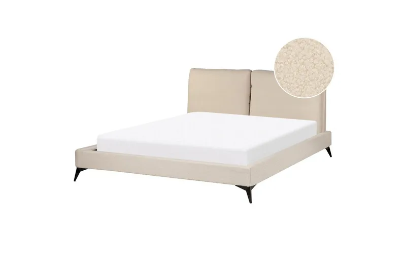 Säng med lamellram Melle - Beige/Bouclé, 160x200 cm - Möbler - Sovrum - Sängram & sängstomme