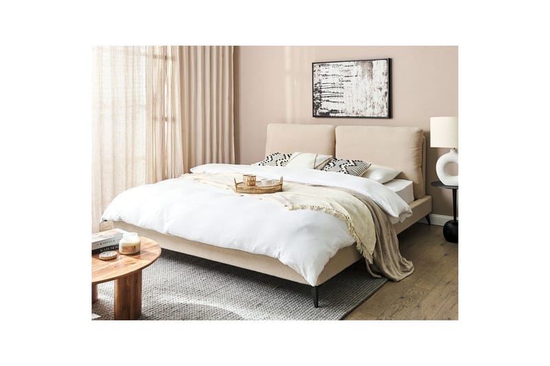 Säng med lamellram Melle - Beige/Bouclé, 180x200 cm - Möbler - Sovrum - Sängram & sängstomme