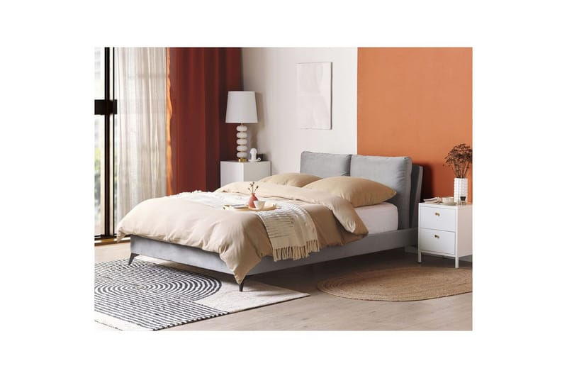 Säng med lamellram Melle - Grå, svart/Sammet, 140x200 cm - Möbler - Sovrum - Sängram & sängstomme