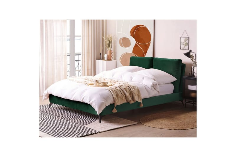Säng med lamellram Melle - Grön, Svart/Sammet, 140x200 cm - Möbler - Sovrum - Sängram & sängstomme