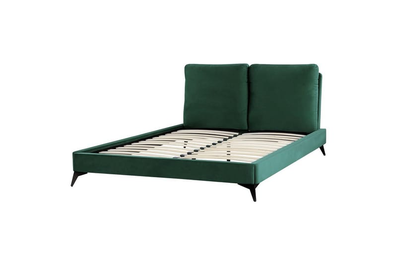 Säng med lamellram Melle, Grön, Svart/Sammet, 140x200 cm