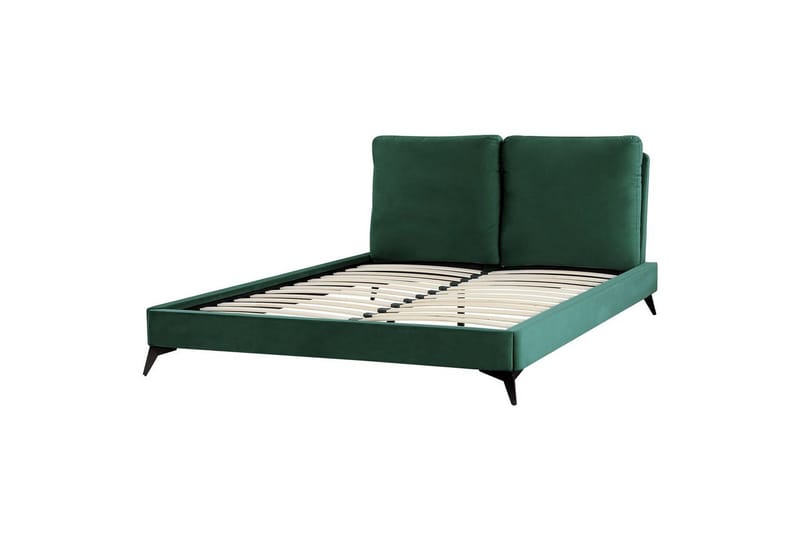 Säng med lamellram Melle, Grön, Svart/Sammet, 160x200 cm