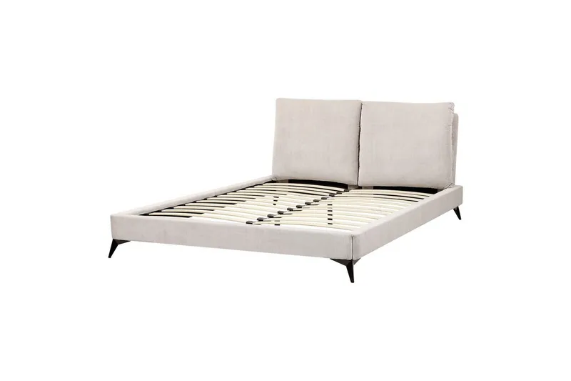 Säng med lamellram Melle, Ljusbeige/Manchestertyg, 160x200 cm