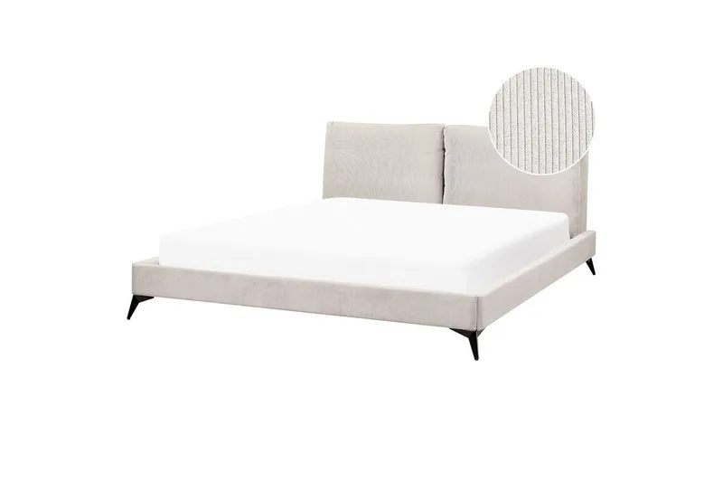 Säng med lamellram Melle - Ljusbeige/Manchestertyg, 180x200 cm - Möbler - Sovrum - Sängram & sängstomme