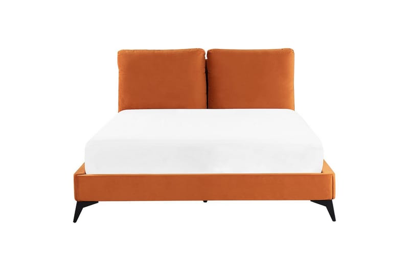 Säng med lamellram Melle - Orange, svart/Sammet, 140x200 cm - Möbler - Sovrum - Sängram & sängstomme