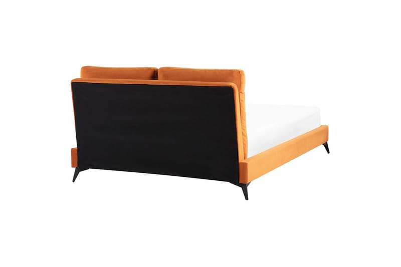 Säng med lamellram Melle - Orange, svart/Sammet, 140x200 cm - Möbler - Sovrum - Sängram & sängstomme