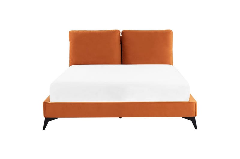 Säng med lamellram Melle - Orange, svart/Sammet, 160x200 cm - Möbler - Sovrum - Sängram & sängstomme