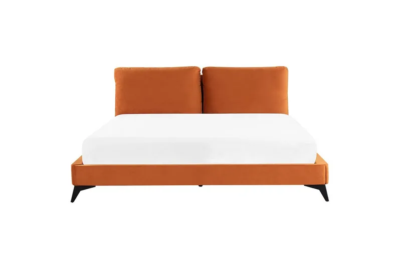 Säng med lamellram Melle - Orange, svart/Sammet, 180x200 cm - Möbler - Sovrum - Sängram & sängstomme