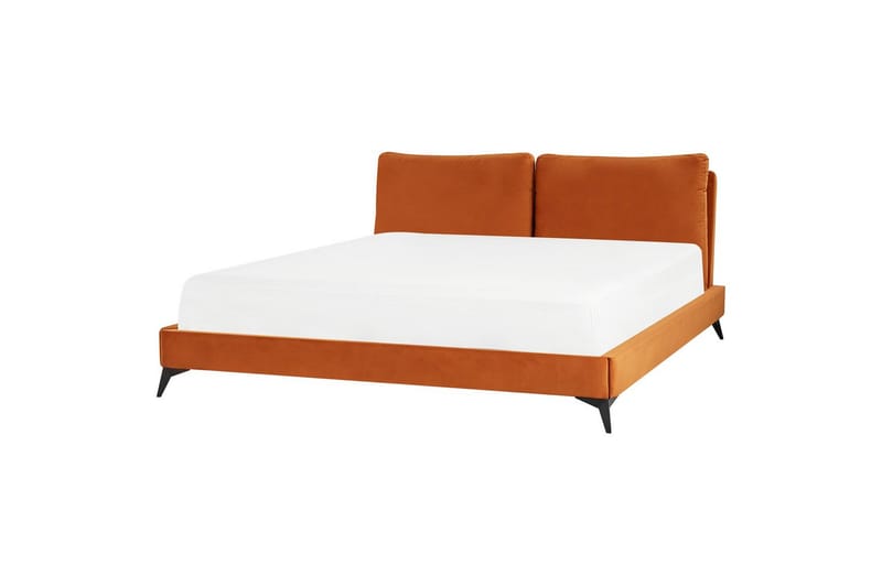 Säng med lamellram Melle - Orange, svart/Sammet, 180x200 cm - Möbler - Sovrum - Sängram & sängstomme