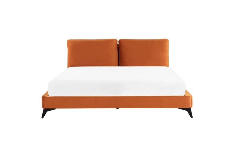 Säng med lamellram Melle - Orange, svart/Sammet, 180x200 cm - Möbler - Sovrum - Sängram & sängstomme