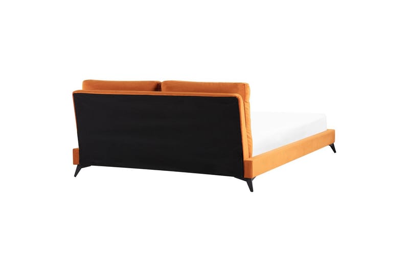 Säng med lamellram Melle - Orange, svart/Sammet, 180x200 cm - Möbler - Sovrum - Sängram & sängstomme
