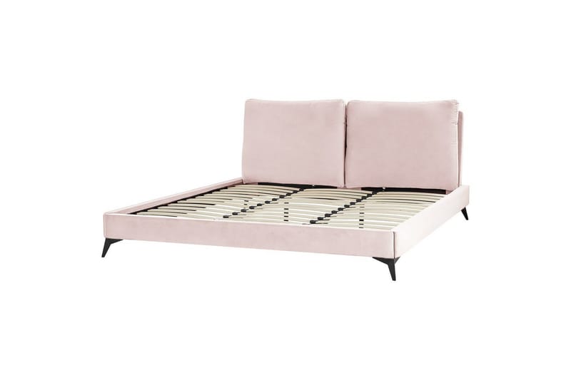 Säng med lamellram Melle - Rosa, Svart/Sammet, 180x200 cm - Möbler - Sovrum - Sängram & sängstomme
