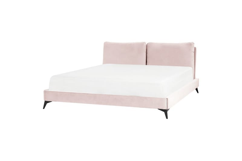 Säng med lamellram Melle - Rosa, Svart/Sammet, 180x200 cm - Möbler - Sovrum - Sängram & sängstomme