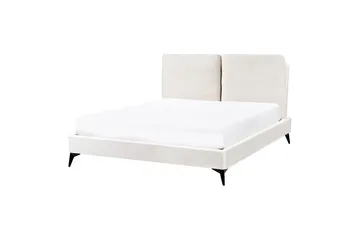 Säng med lamellram Melle - Vit, Svart/Bouclé, 140x200 cm - Möbler - Sovrum - Sängram & sängstomme