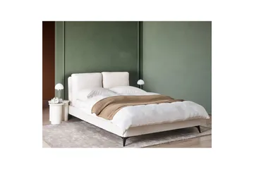 Säng med lamellram Melle - Vit, Svart/Bouclé, 140x200 cm - Möbler - Sovrum - Sängram & sängstomme