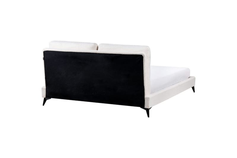 Säng med lamellram Melle - Vit, Svart/Bouclé, 160x200 cm - Möbler - Sovrum - Sängram & sängstomme