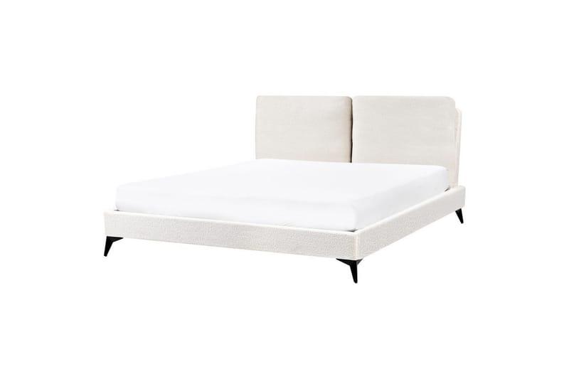 Säng med lamellram Melle - Vit, Svart/Bouclé, 160x200 cm - Möbler - Sovrum - Sängram & sängstomme