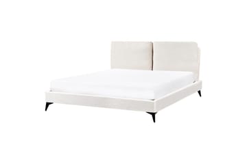 Säng med lamellram Melle - Vit, Svart/Bouclé, 160x200 cm - Möbler - Sovrum - Sängram & sängstomme