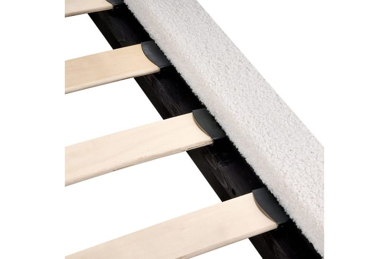 Säng med lamellram Melle - Vit, Svart/Bouclé, 160x200 cm - Möbler - Sovrum - Sängram & sängstomme